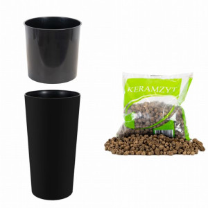 Doniczka plastikowa z wkładem ⌀19x37cm czarna