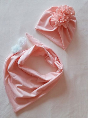 Turban czapka chusta brzoskwinia roz. 52/54