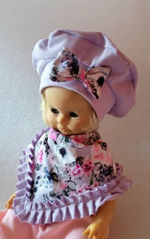 Beret czapka chusta liliowy roz. 48/50