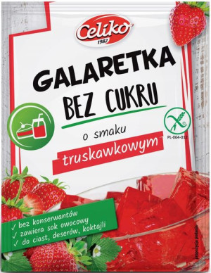 Bezglutenowa Galaretka bez cukru smak truskaw.