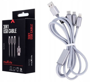 Szybki Kabel 3w1 Lightning / Micro Usb / Typ-c