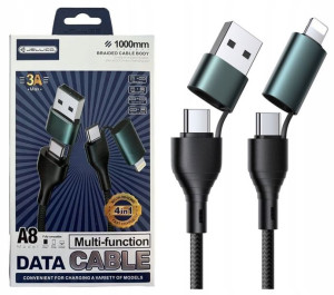 Szybki Kabel 4w1 Lightning / Micro Usb / Typ-c