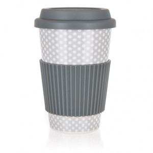 Kubek Ceramiczny 400ml Z Pokrywą Silkonową Banquet Go Szary