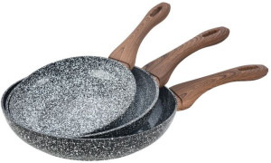 3 Patelnie Granitowe Granit Wood Kinghoff Kh-1030