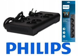 Przedłużacz Przeciwprzepięciowy Philips 8 Gniazd