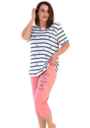 Piżama Damska Vienetta bawełna +Size 3XL krótki rękaw