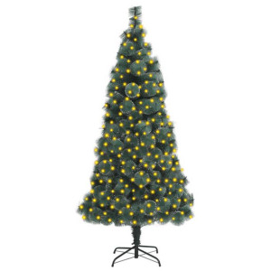Sztuczna choinka ze stojakiem i LED, zielona, 210 cm, PET