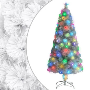 Sztuczna choinka z LED biała, 150 cm, włókno optyczne