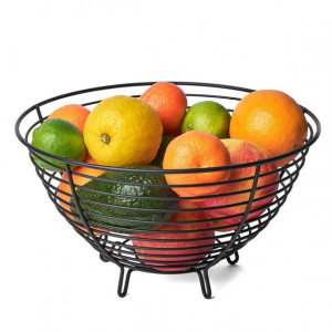 Koszyk Stalowy Na Nóżkach Na Owoce 28cm Czarny