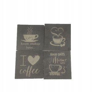 PODSTAWKA KAMIENNA pod kubek 4X ŁUPEK 10x10CM cafe