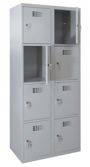 SUS 324 W Metalowa szafa ze schowkami dla 8 osób, osobne zamki
