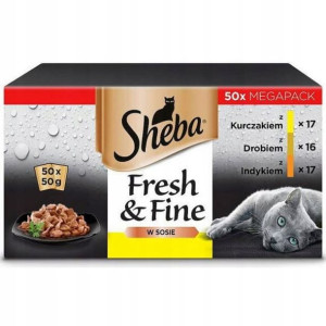 SHEBA Fresh & Fine drobiowe smaki 50x50g