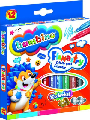 BAMBINO FLAMASTRY Pisaki brokatowe 12 Kolorów