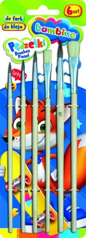 Bambino Pędzelki Szkolne Do Malowania 6 Sztuk