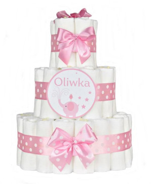 DUŻY TORT z PIELUSZEK pampersów pieluch rozm.3 (60 sztuk)