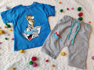 Komplet letni Tom & Jerry Rozmiar: 80, kolor: Granatowy