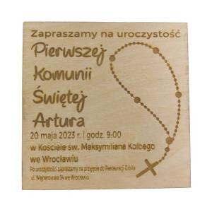 Zaproszenie na komunie personalizowane 10x10cm