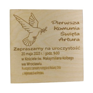 Zaproszenie na komunie personalizowane Duch Św