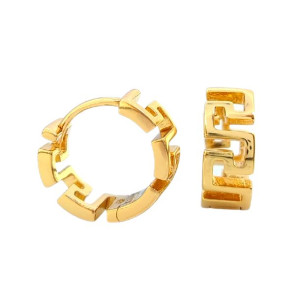 Złote Kolczyki Kółeczka Greckie Małe 12mm Greek Grecki Wzór