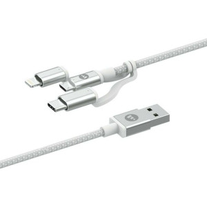 Kabel Mophie 3w1 USB-C, microUSB oraz lightning - USB-A 1m (biały)