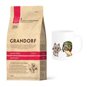 Pakiet Grandorf Lamb & Turkey Adult Indoor Karma Dla Dorosłych Kotów 2 kg +