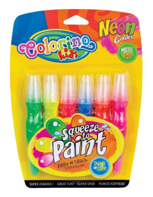 COLORINO FARBY Z PĘDZELKIEM 6 kolorów NEON w długopisie