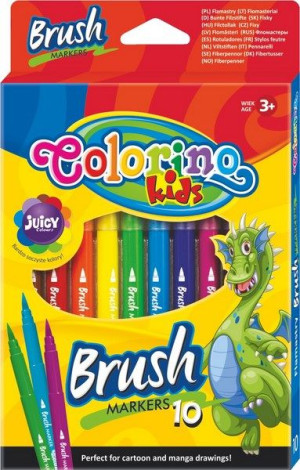 Colorino Flamastry Pędzelkowe 10 Kolorów