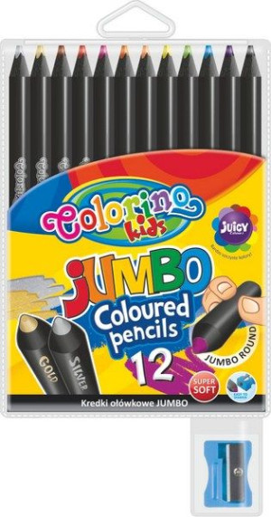 Colorino Kredki Jumbo Grube Ołówkowe Okrągłe Jumbo 12 Kolorów Czarne