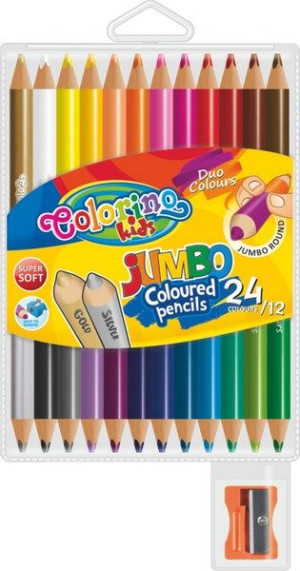 Colorino Kredki Jumbo Grube Ołówkowe Okrągłe Jumbo 12 Sztuk 24 Kolory