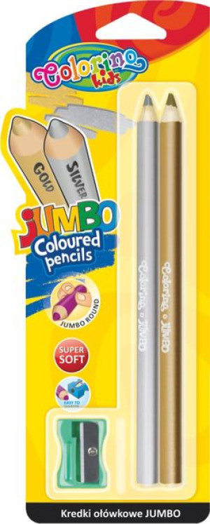 COLORINO KREDKI JUMBO GRUBE OŁÓWKOWE OKRĄGŁE 2 sztuki temperówka