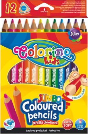 Colorino Kredki Jumbo Grube Ołówkowe Okrągłe Jumbo 12 Kolorów
