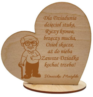 Drewniana DUŻA Statuetka dla DZIADKA prezent