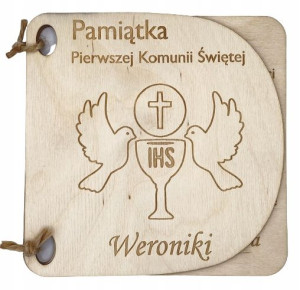 Drewniana Kartka Pamiątka I Komunii Świętej GRAWER