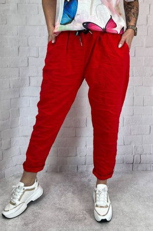 Spodnie Gnieciuchy Big Plus Size Czerwone (44-48)