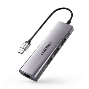 Adapter hub 5w1 UGREEN CM266 USB-C, 3x USB 3.0, micro USB, RJ45