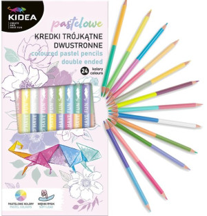 Kredki Pastelowe Trójkątne Dwustronne 12/24 Kidea