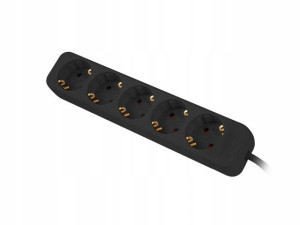 Przedłużacz Lanberg Czarny 1,5m 5x 230v Pełna Medź