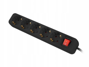 Przedłużacz Lanberg Czarny 1,5m 5x 230v Pełna Medź