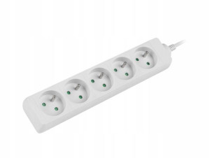 Przedłużacz Lanberg Biały 1,5m 5x 230v Pełna Miedź
