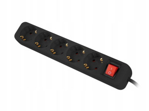 LISTWA 3m 5x 230V SCHUKO z włączn. kabel CU czarna