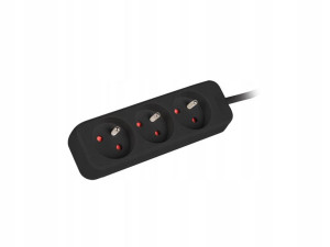 Listwa przedłużacz 3m czarna 3x 230V PL CU miedź