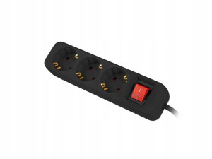 LISTWA 1,5m 3x 230V SCHUKO z włąc. kabel CU czarna