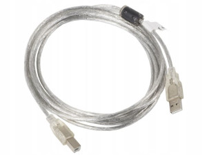Kabel USB 2.0 AM-BM Ferryt 3m przezroczysty