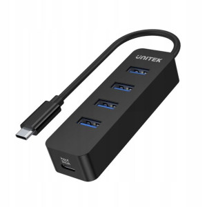 Hub USB-C, 4 porty USB 3.1, aktywny, 10 W Unitek
