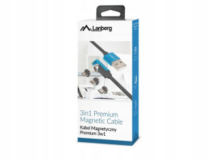 Kabel USB 3in1 micro USB-C QC 3.0 magnetyczny 1m