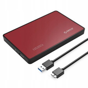 Obudowa HDD SSD 2,5" USB 3.1 metal czerwona