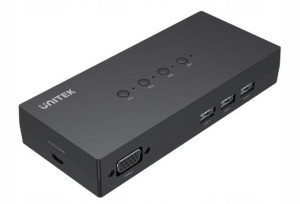 Przełącznik KVM 4-in 1-out, 4x VGA, 3xUSB-A Unitek
