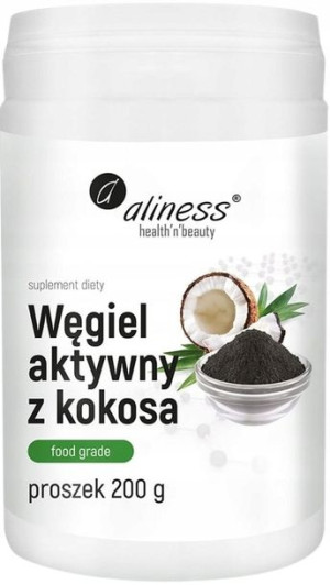 Węgiel aktywny z kokosa FOOD GRADE 200g Aliness