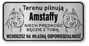 Tabliczka ostrzegawcza - Uwaga pies AMSTAFF 2 psy