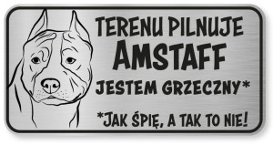 Tabliczka ostrzegawcza - Uwaga pies AMSTAFF